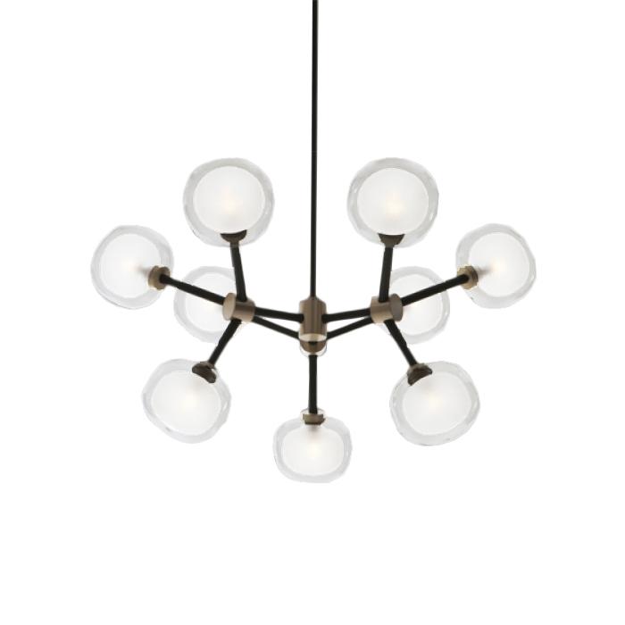 TOOY lampe à suspension NABILA 552.19 (Laiton brossé, transparent - verre et métal)