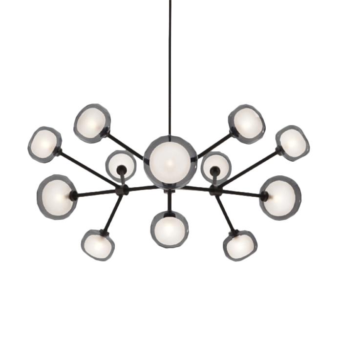 TOOY lampe à suspension NABILA 552.12 (Chrome noir, fumé - verre et métal)