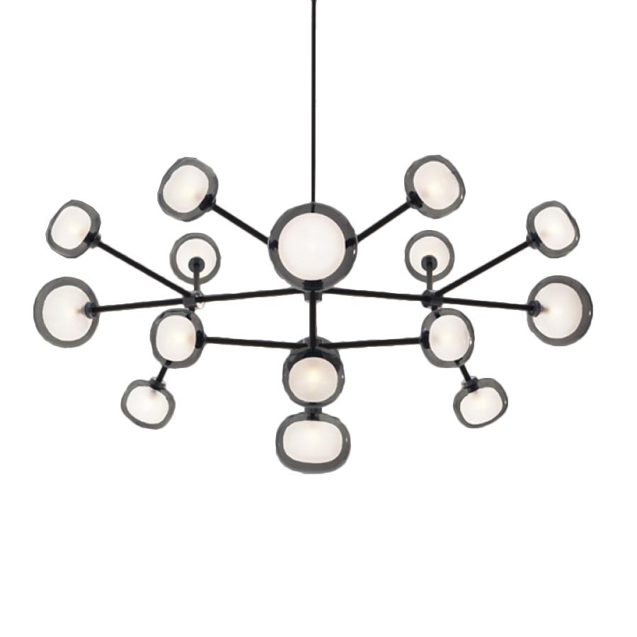 TOOY lampe à suspension NABILA 552.16 (Chrome noir, fumé - verre et métal)