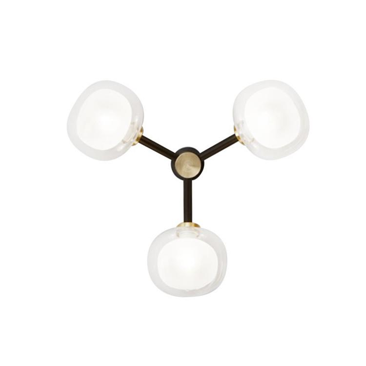 TOOY lampe murale applique ou plafond plafonnier NABILA 552.73 (Laiton brossé, transparent - verre e