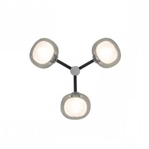 TOOY lampe murale applique ou plafond plafonnier NABILA 552.73 (Chrome noir, fumé - verre et métal)