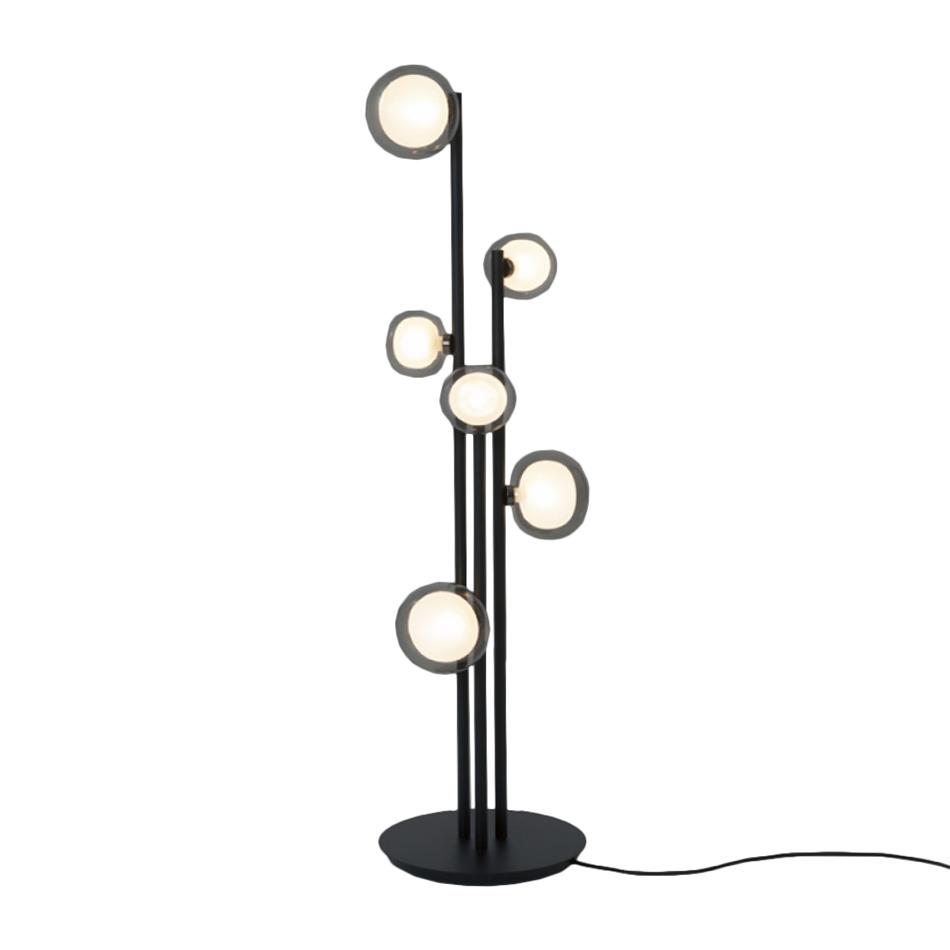 TOOY lampadaire NABILA 552.66 (Chrome noir, fumé - verre et métal)