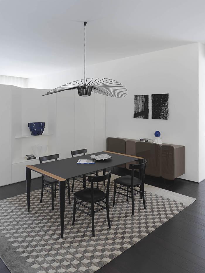 HORM table extensible à rallonge rectangulaire BOLERO avec plateau en Fenix noir