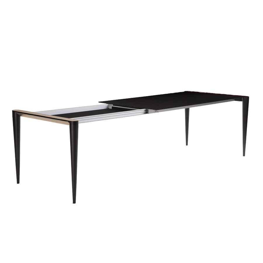 HORM table extensible à rallonge rectangulaire BOLERO avec plateau en Fenix noir (131 x 88 cm chêne 