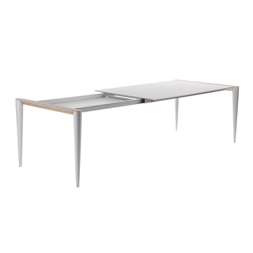 HORM table extensible à rallonge rectangulaire BOLERO avec plateau en Fenix blanc (131 x 108 cm chên