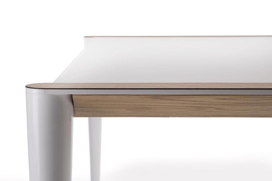 HORM table extensible à rallonge rectangulaire BOLERO avec plateau en Fenix blanc