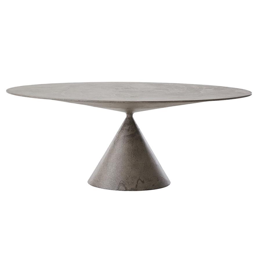 DESALTO table oval CLAY (120x180 cm / Pierre tuf - Base en polyuréthane / Plateau MDF avec revêtemen