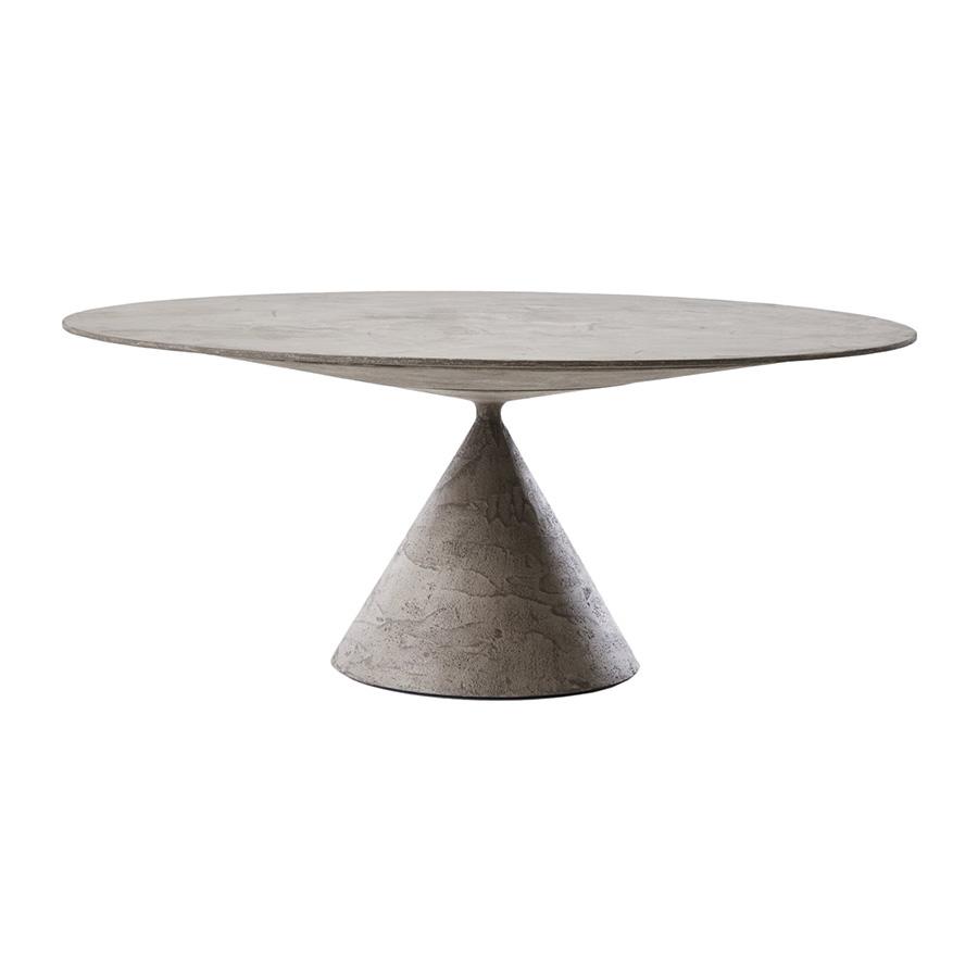 DESALTO table ronde CLAY (Ø 160 cm / Pierre tuffeaux - Base en polyuréthane / Plateau MDF avec revêt