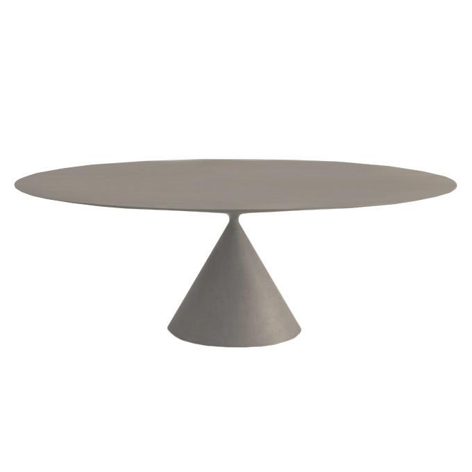 DESALTO table oval CLAY (120x200 cm / Béton gris lune - Base en polyuréthane / Plateau MDF avec revê