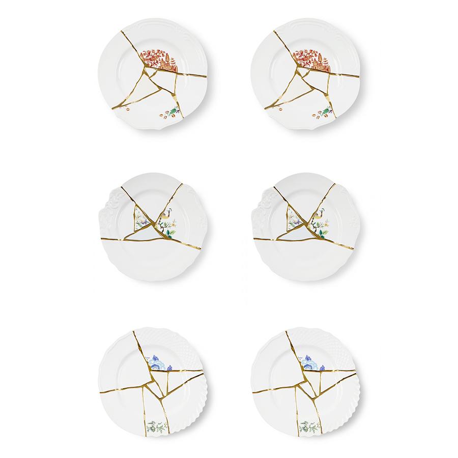 SELETTI set de 6 assiettes de diner KINTSUGI