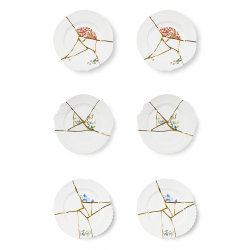 SELETTI set of 6 dinner plates KINTSUGI
