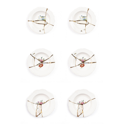 SELETTI set of 6 soup bowls plates KINTSUGI