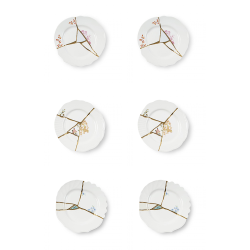 SELETTI set of 6 dessert plates KINTSUGI