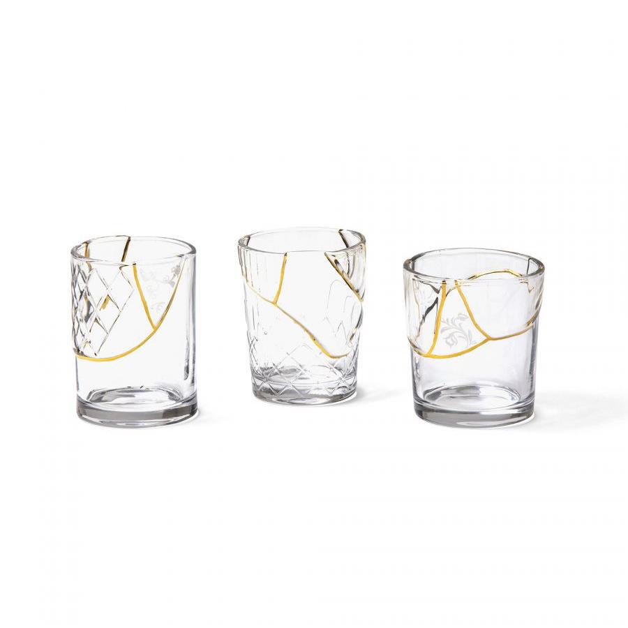 SELETTI set of 6 glasses KINTSUGI GLASS