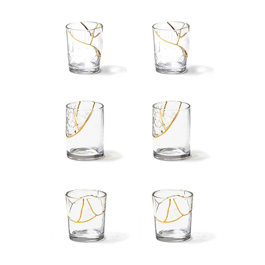SELETTI set de 6 verres KINTSUGI GLASS