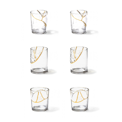 SELETTI set of 6 glasses KINTSUGI GLASS