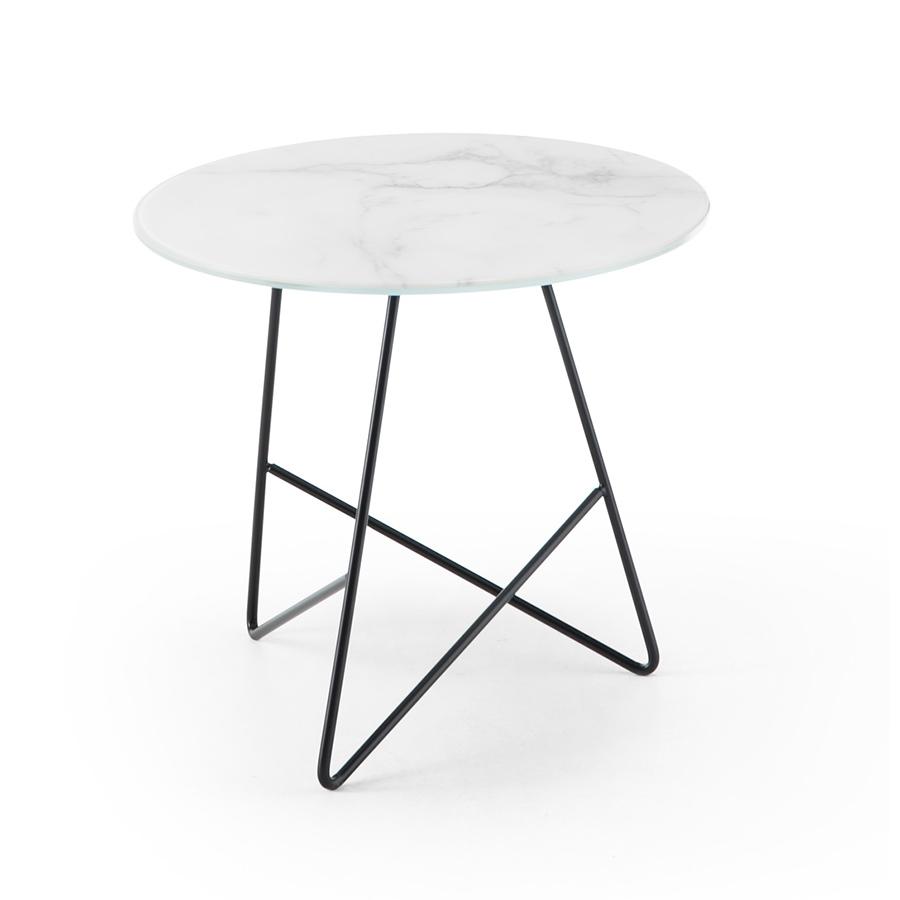 MEME DESIGN table basse ERMIONE Ø 50 cm (Couleurs RAL de votre choix - Métal et plateau en verre-mar