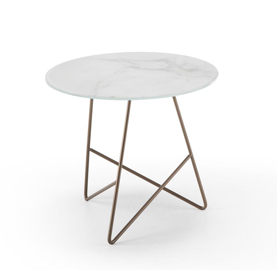 MEME DESIGN table basse ERMIONE Ø 50 cm (Couleurs Privé de votre choix - Métal et plateau en verre-m