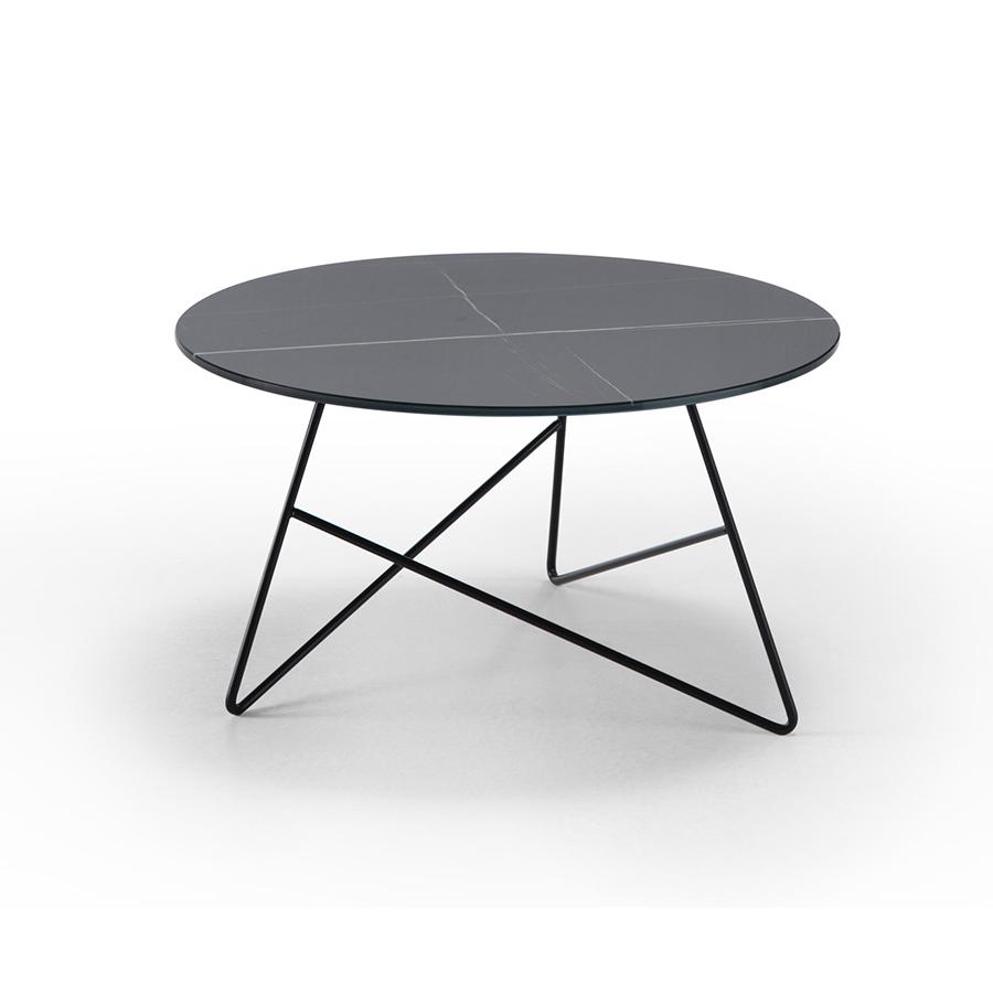MEME DESIGN table basse ERMIONE Ø 65 cm (Couleurs RAL de votre choix - Métal et plateau en verre-mar