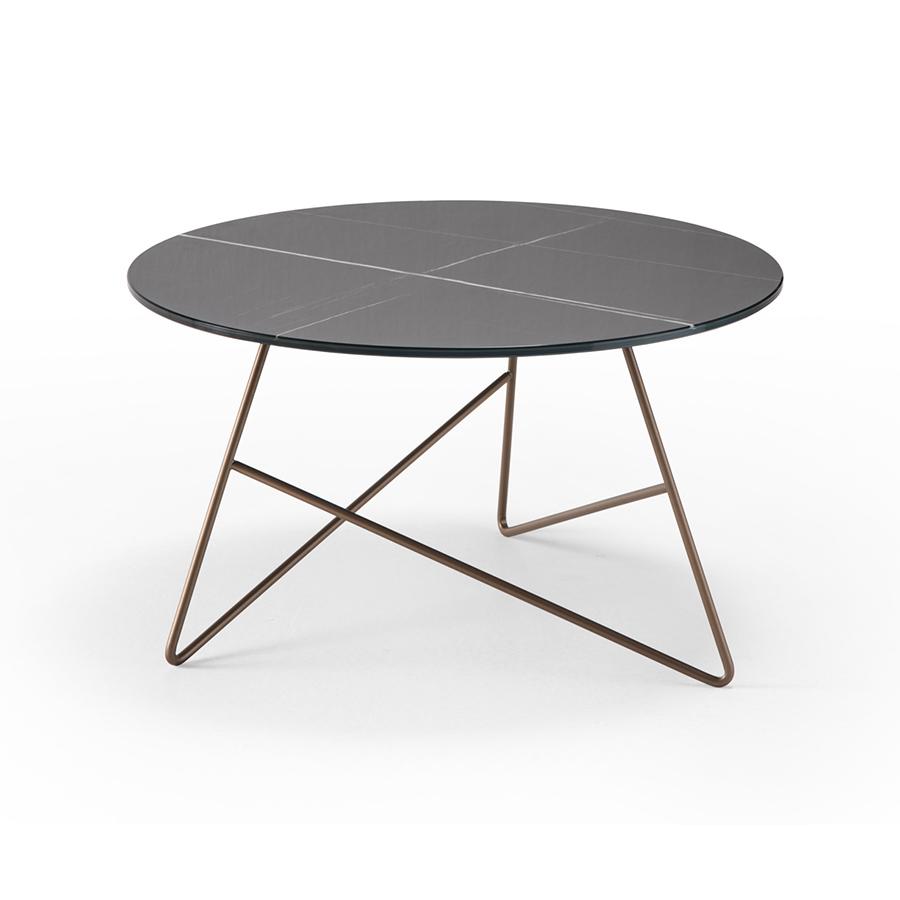 MEME DESIGN table basse ERMIONE Ø 65 cm (Couleurs Privé de votre choix - Métal et plateau en verre-m