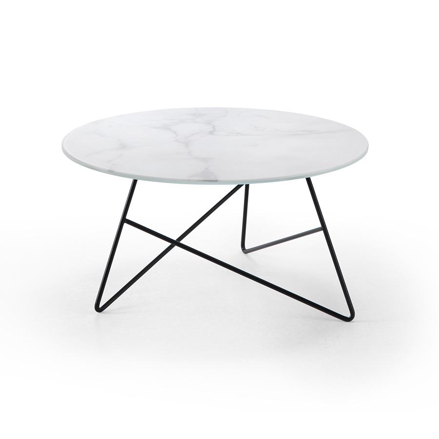 MEME DESIGN table basse ERMIONE Ø 65 cm (Couleurs RAL de votre choix - Métal et plateau en verre-mar