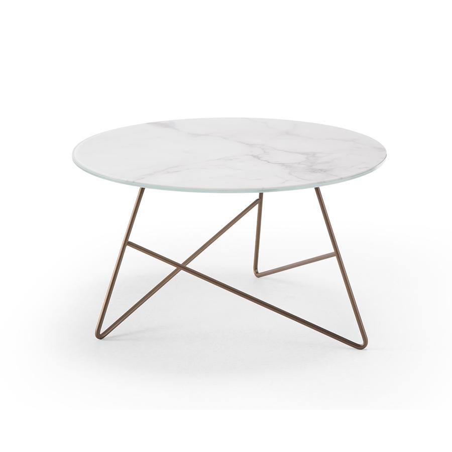 MEME DESIGN table basse ERMIONE Ø 65 cm (Couleurs Privé de votre choix - Métal et plateau en verre-m