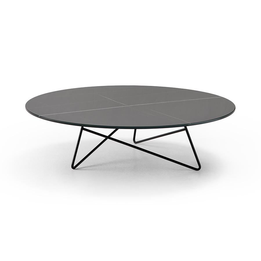 MEME DESIGN table basse ERMIONE Ø 90 cm (Couleurs RAL de votre choix - Métal et plateau en verre-mar