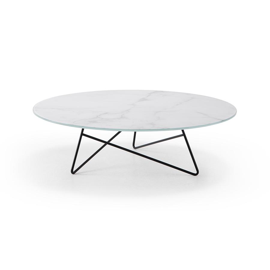 MEME DESIGN table basse ERMIONE Ø 90 cm (Couleurs RAL de votre choix - Métal et plateau en verre-mar