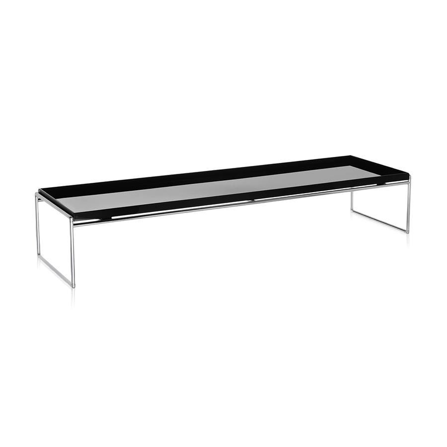 KARTELL table basse TRAYS 140 x 40 cm (Noir - PMMA et acier chromé)