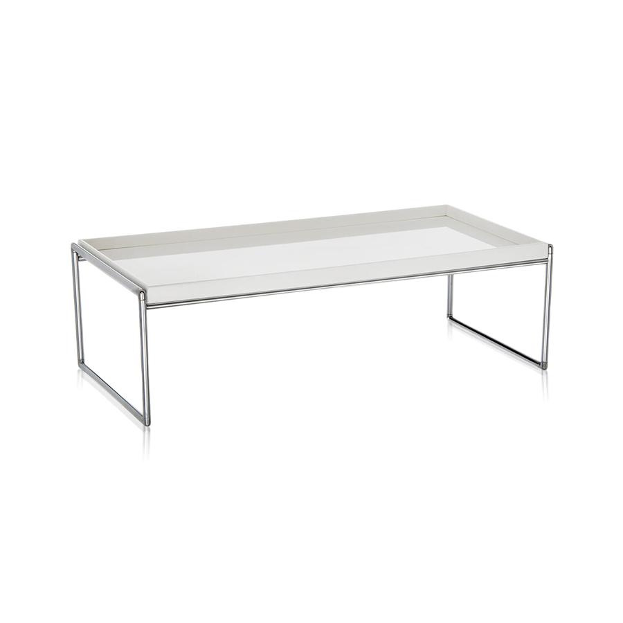 KARTELL table basse TRAYS 80 x 40 cm (Blanc - PMMA et acier chromé)