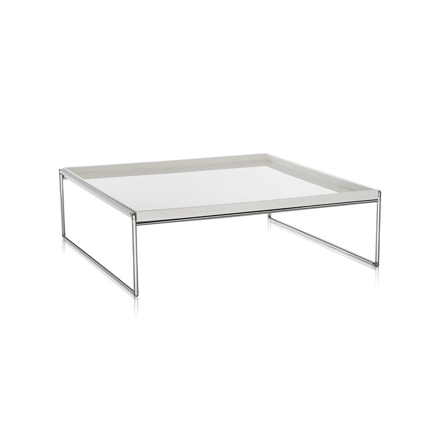 KARTELL table basse TRAYS 80 x 80 cm (Blanc - PMMA et acier chromé)