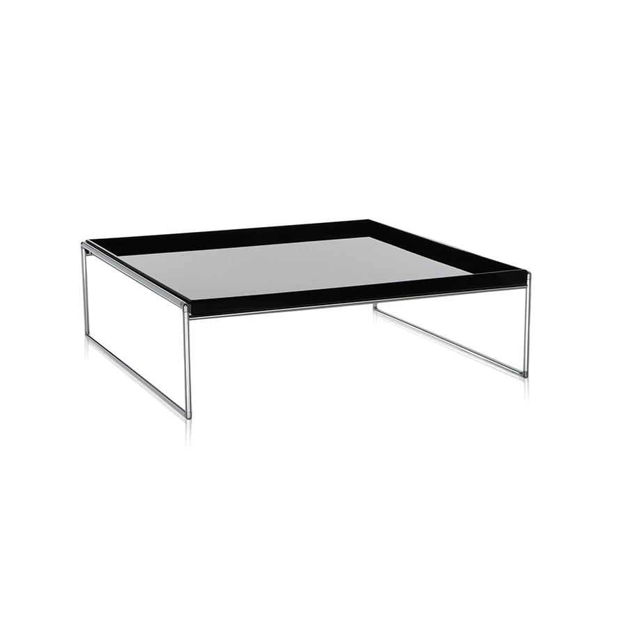 KARTELL table basse TRAYS 80 x 80 cm (Noir - PMMA et acier chromé)