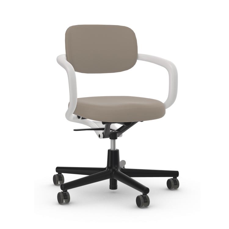 VITRA chaise de bureau en cuir ALLSTAR avec accoudoirs blancs (arène - Polyamide, cuir)