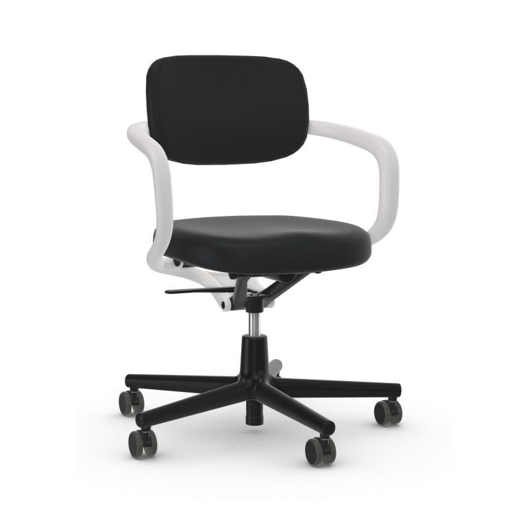 VITRA chaise de bureau en cuir ALLSTAR avec accoudoirs blancs (Noir - Polyamide, cuir)