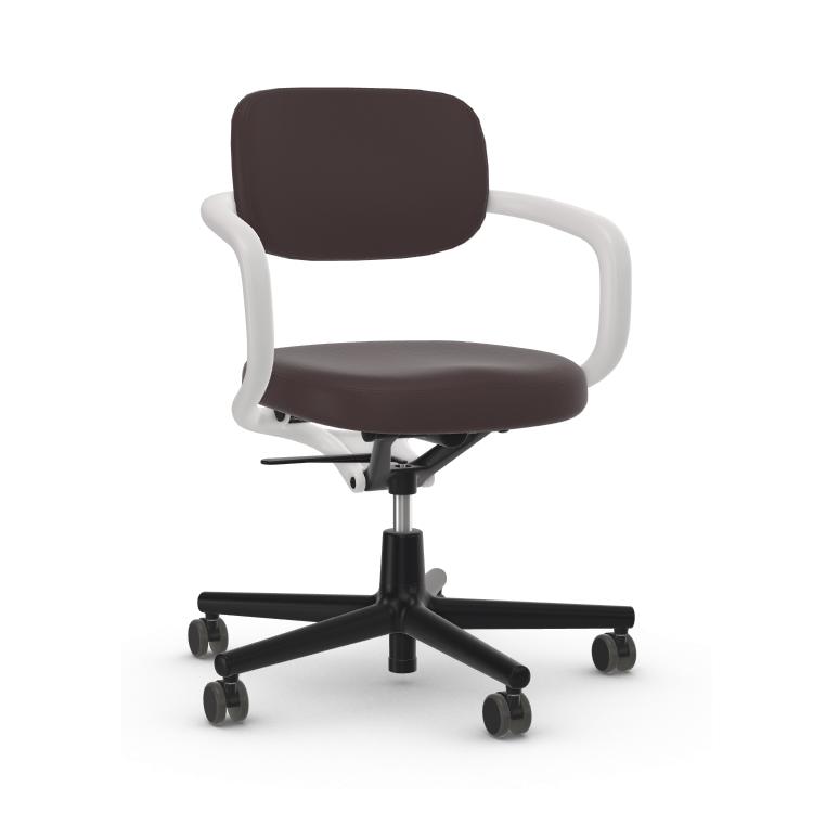 VITRA chaise de bureau en cuir ALLSTAR avec accoudoirs blancs (Prune - Polyamide, cuir)