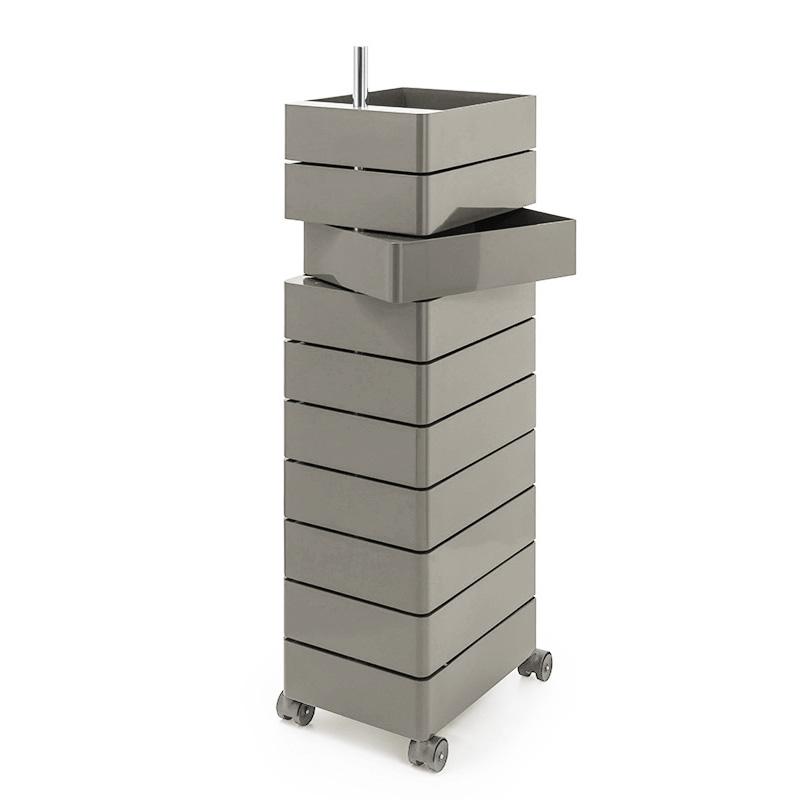 MAGIS 360° meuble avec 10 tiroirs (Gris clair - ABS poli / Aluminium)