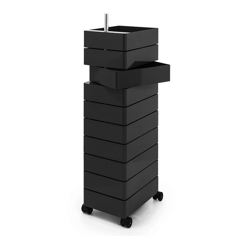 MAGIS 360° meuble avec 10 tiroirs (Noir - ABS poli / Aluminium)