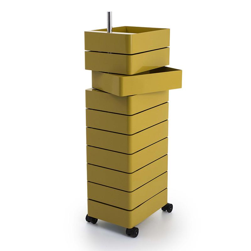 MAGIS 360° meuble avec 10 tiroirs (Jaune - ABS poli / Aluminium)