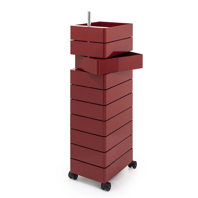 MAGIS 360° meuble avec 10 tiroirs (Bordeaux - ABS poli / Aluminium)