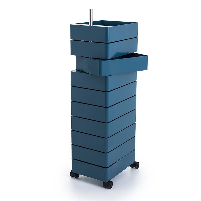 MAGIS 360° meuble avec 10 tiroirs (Bleu - ABS poli / Aluminium)