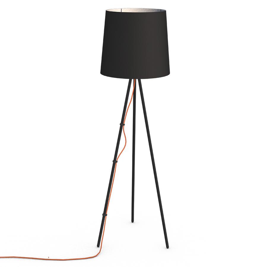 MARTINELLI LUCE lampadaire EVA (Noir - Aluminium noir et tissu)