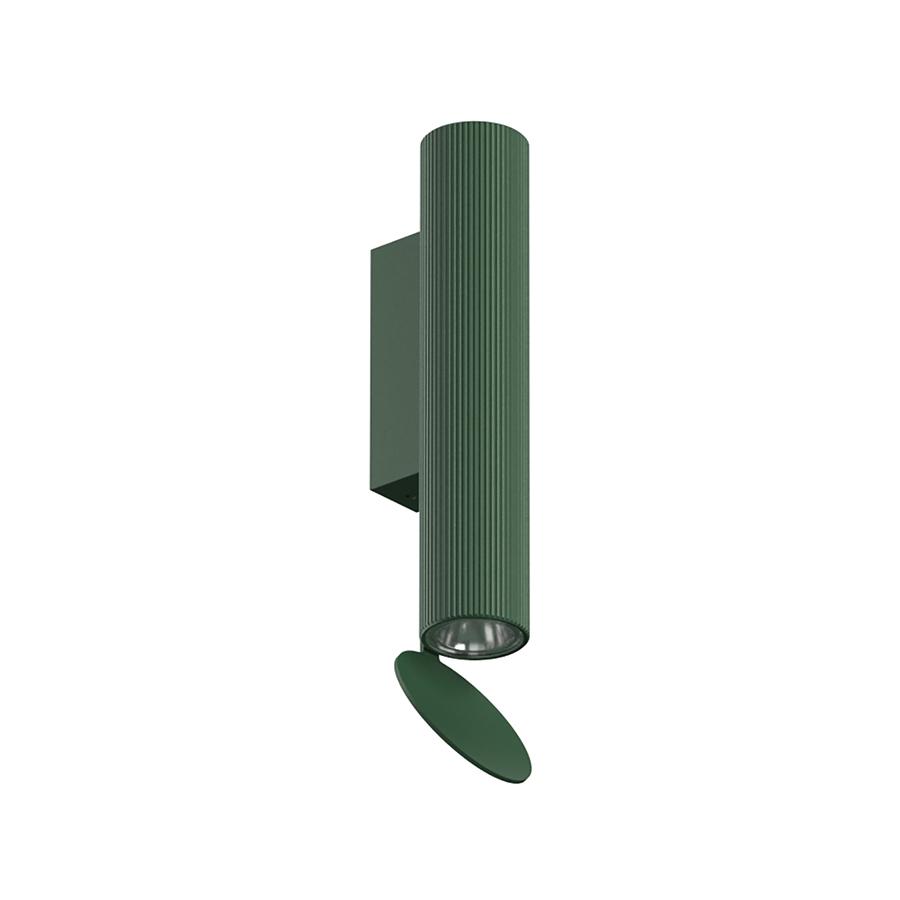 FLOS lampe murale pour l'extérieur FLAUTA RIGA H 225 mm OUTDOOR (2700K, vert forêt - Aluminium)