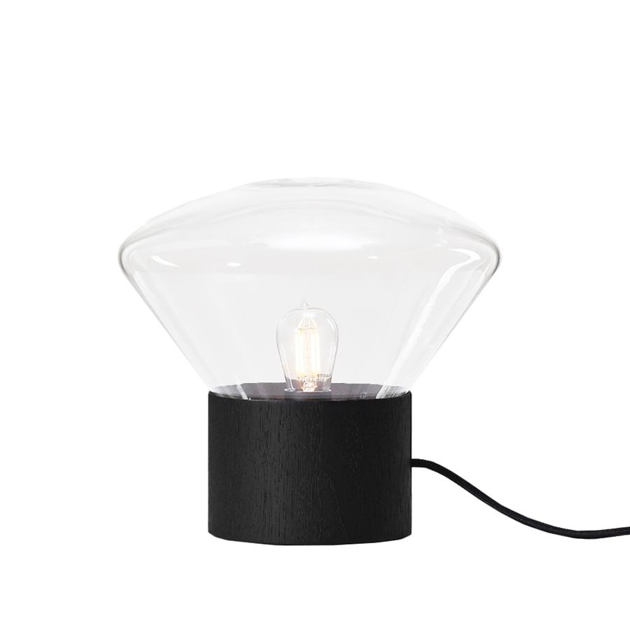 BROKIS lampe de table MUFFINS MINI WOOD 06 PC910 (Transparent, base noir - Verre soufflé et bois)