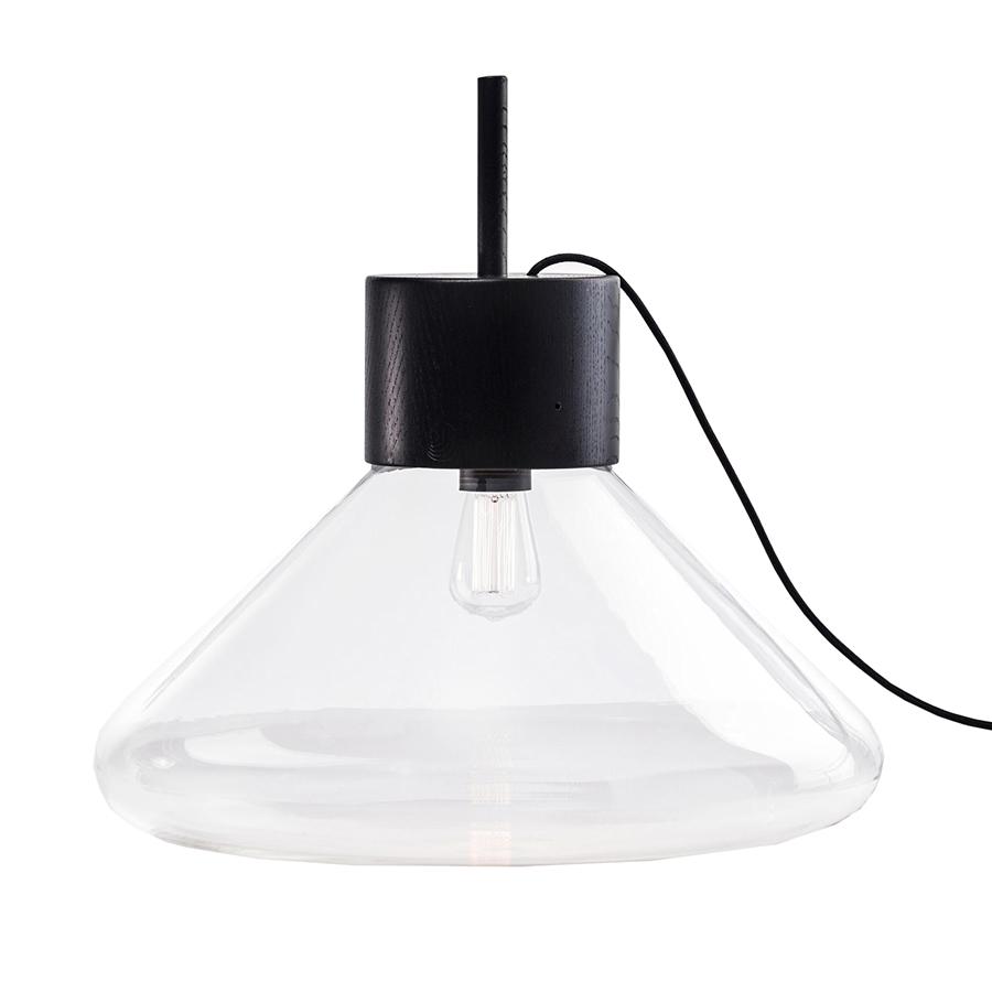 BROKIS lampadaire MUFFINS WOOD 03A PC852 (Transparent, base noir - Verre soufflé et bois)