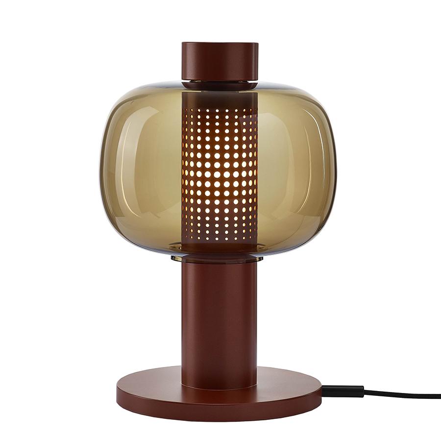 BROKIS lampe de table BONBORI SMALL PC1164 (Marron fumé, base cuivre - Verre et métal verni)