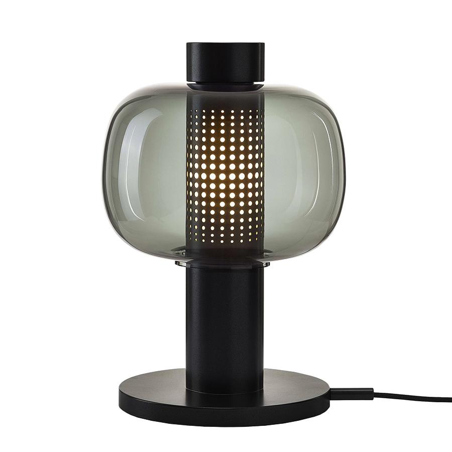 BROKIS lampe de table BONBORI SMALL PC1164 (Gris fumé, base noire - Verre et métal verni)