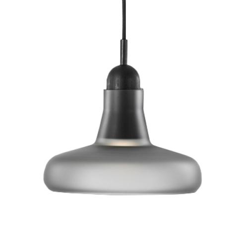 BROKIS lampe à suspension SHADOWS PC894 (Gris fumé gravé et chêne noir - Verre et bois)