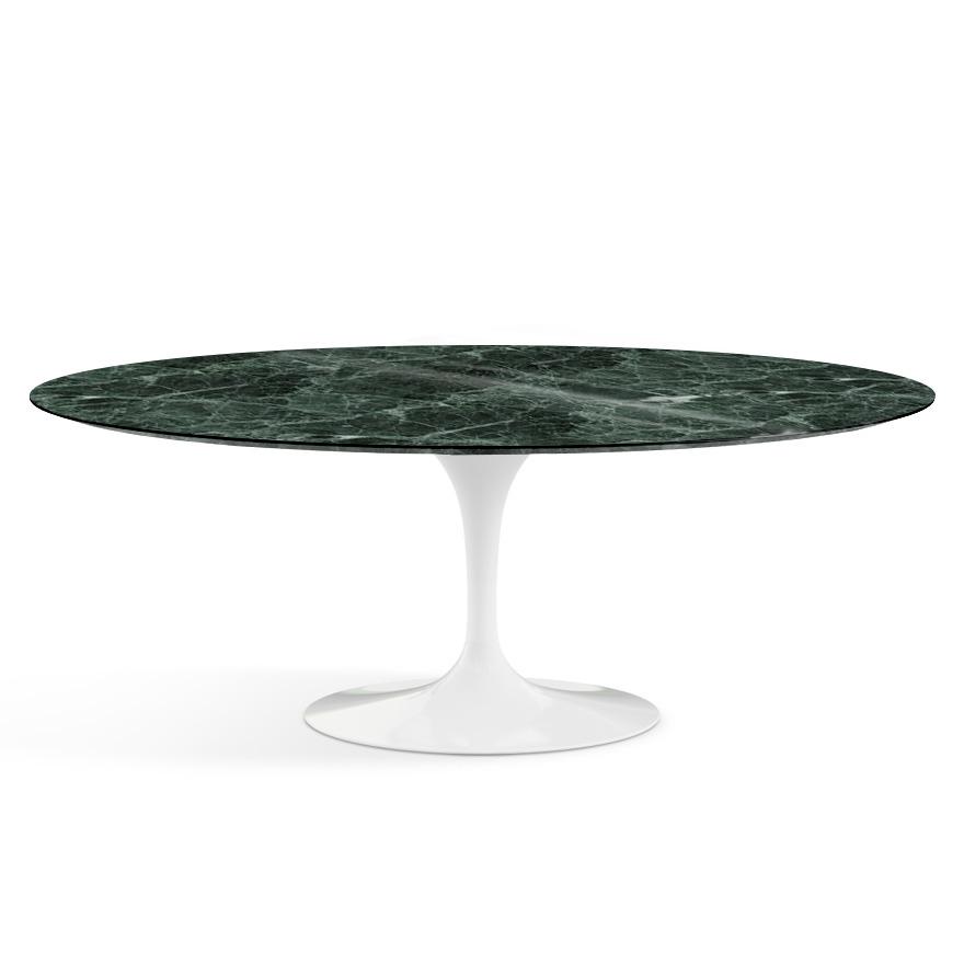 KNOLL table ovale TULIP collection Eero Saarinen 198x121cm (Base blanche / plateau en Verde Alpi - m