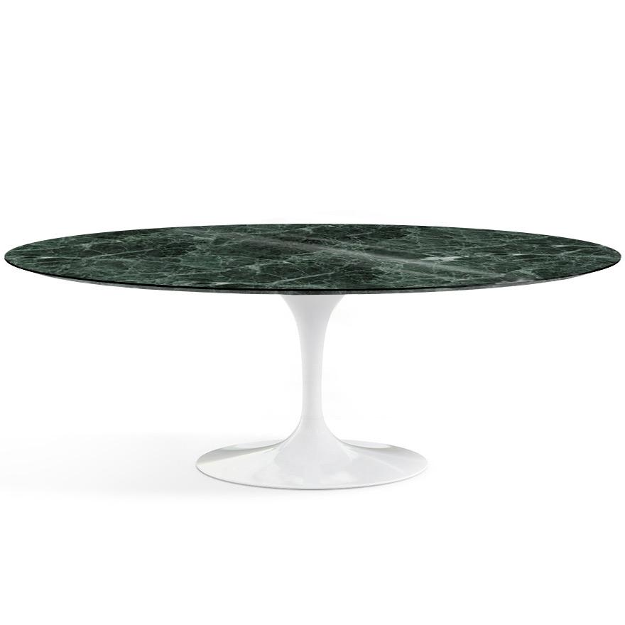 KNOLL table ovale TULIP collection Eero Saarinen 244x137 cm (Base blanche / plateau en Verde Alpi - 