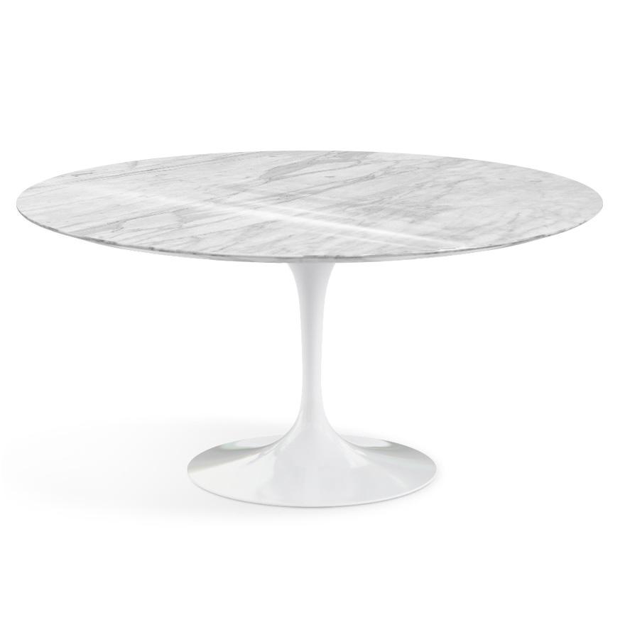 KNOLL table ronde TULIP Ø 152 cm collection Eero Saarinen (Base blanche / Plateau Statuarietto - mar